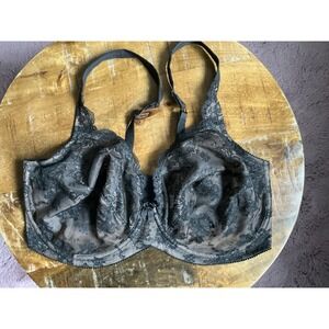 Goddess Sz: 38DDD/E Full coverage Bra black with lace‎ trim EUC Style 802